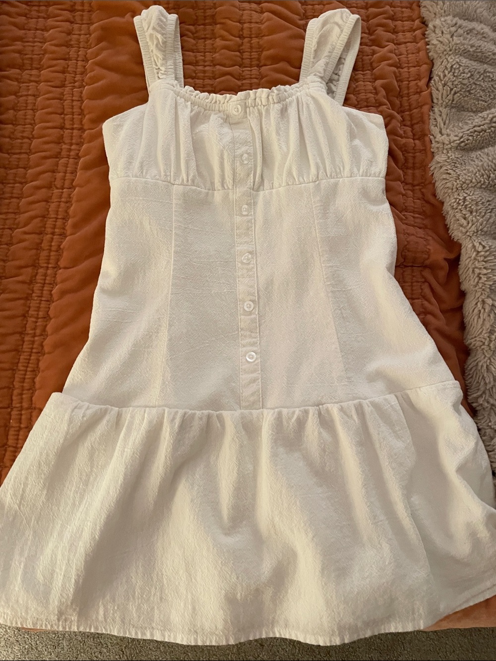 art class White Button-Front Ruffle Sundress